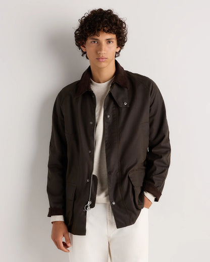 Organic Waxed Cotton Barn Jacket - S / Rustic Olive