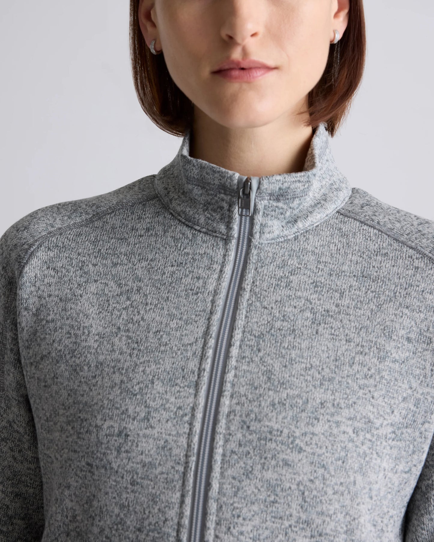 Sweater-Knit Fleece Full-Zip Jacket - XS / Heather Mineral Green
