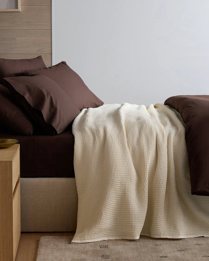 Organic Waffle Bed Blanket - Twin / White