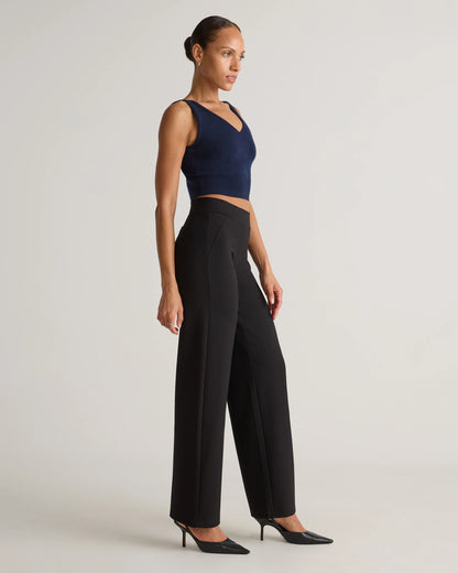 Ultra-Stretch Ponte Wide Leg Pants - XS / Espresso