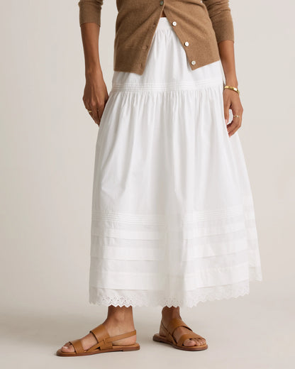 100% Organic Cotton Poplin Pintuck Maxi Skirt - XS / Black