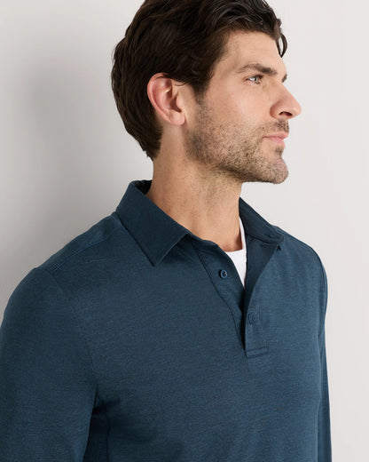 Flowknit Breeze Performance Long Sleeve Polo - XS / Heather Black