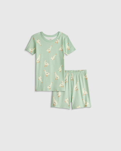 100% Organic Cotton Short Sleeve and Shorts Pajama Set - 2T / Navy Stripe