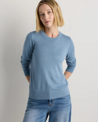 Lightweight Cotton Cashmere Crew Sweater - XS / Mountain Spring Blue