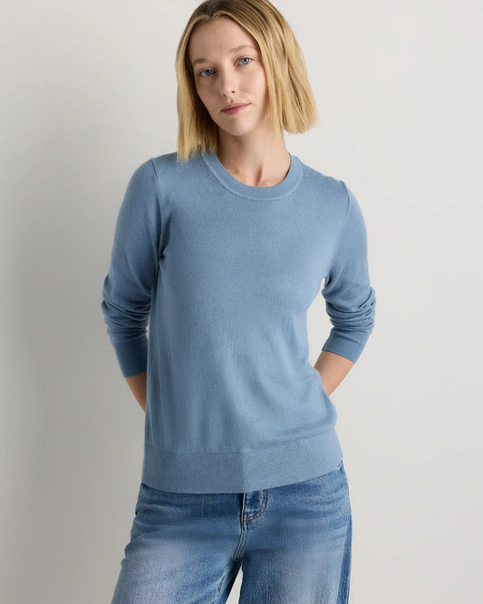 Lightweight Cotton Cashmere Crew Sweater - XS / Mountain Spring Blue