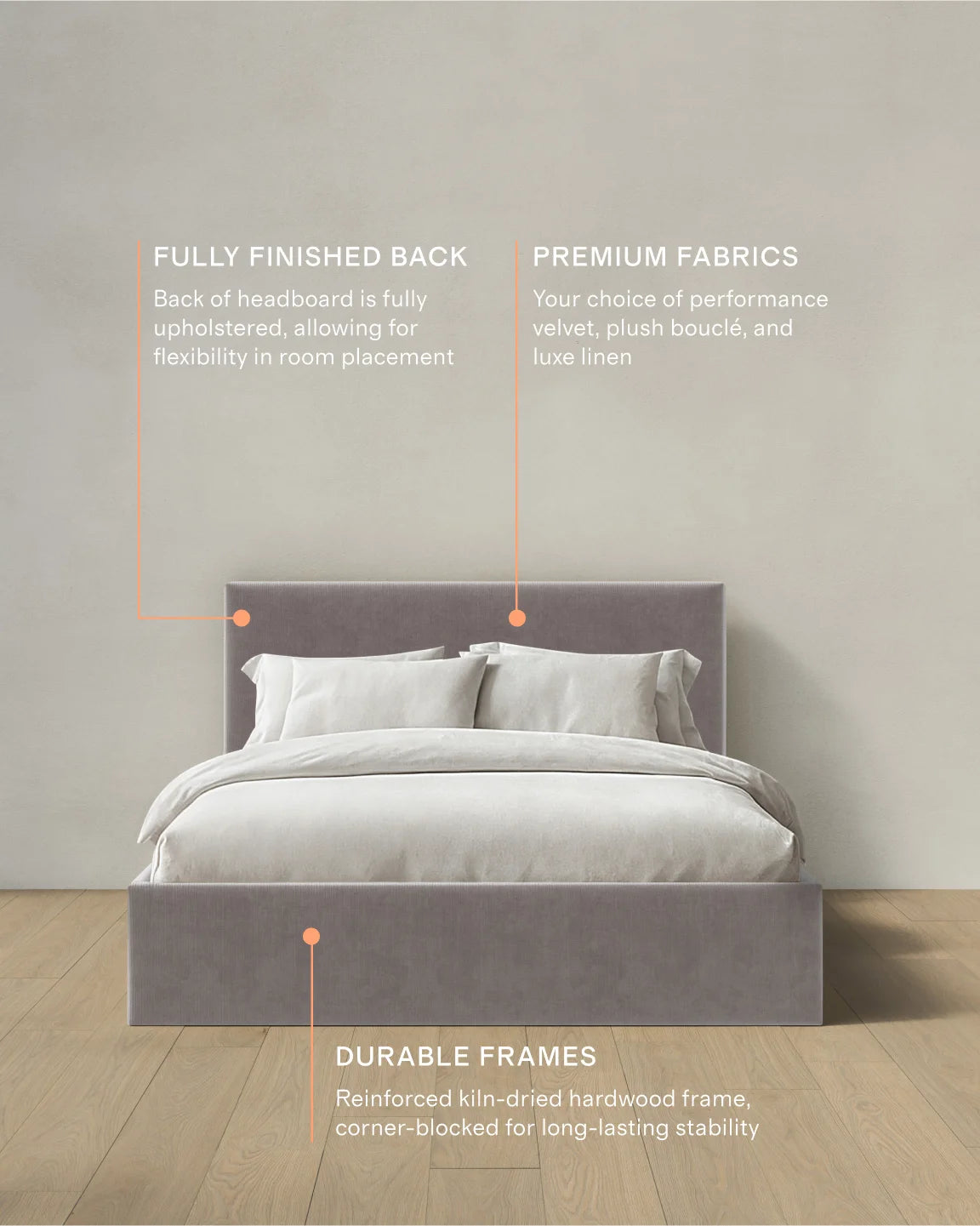 Square Bed in Performance Velvet - Full / Chocolate