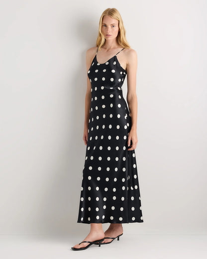 100% Washable Silk Maxi Slip Dress - XS / Cordovan Red Hibiscus