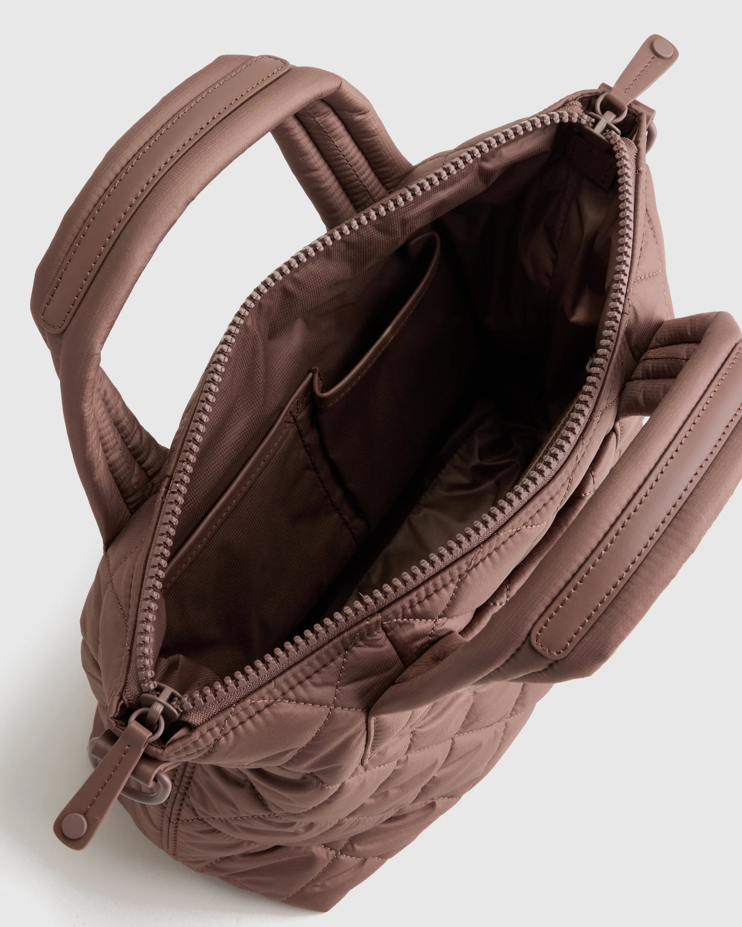 Transit Quilted Small Crossbody Tote - One Size / Taupe Brown