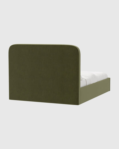 Curved Bed in Performance Velvet - Full / Walnut