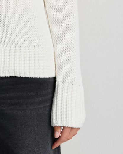 100% Organic Cotton Roll Neck Sweater - XS / Cornflower Mini Stripe