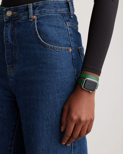 Leather Double Wrap Smartwatch Band - 38mm - 42mm / Dark Green