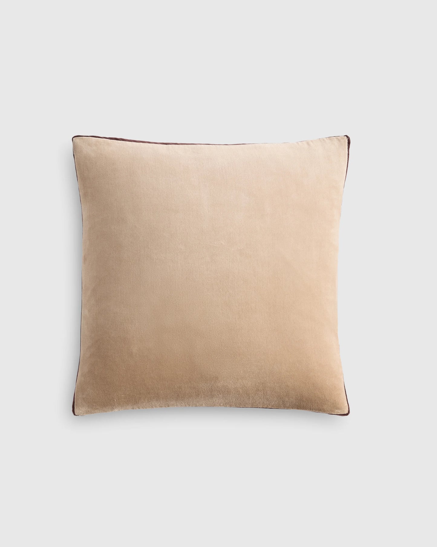 Contrast Velvet Edge Pillow Cover - 20x20 / Taupe/Espresso