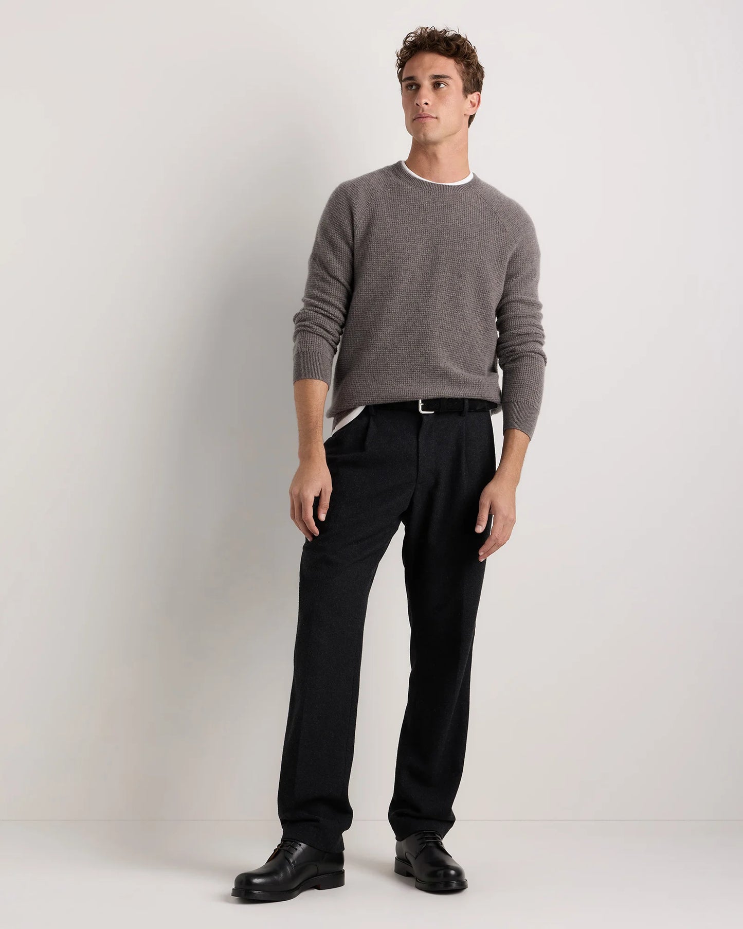 Mongolian Cashmere Waffle Sweatshirt - S / Faded Denim