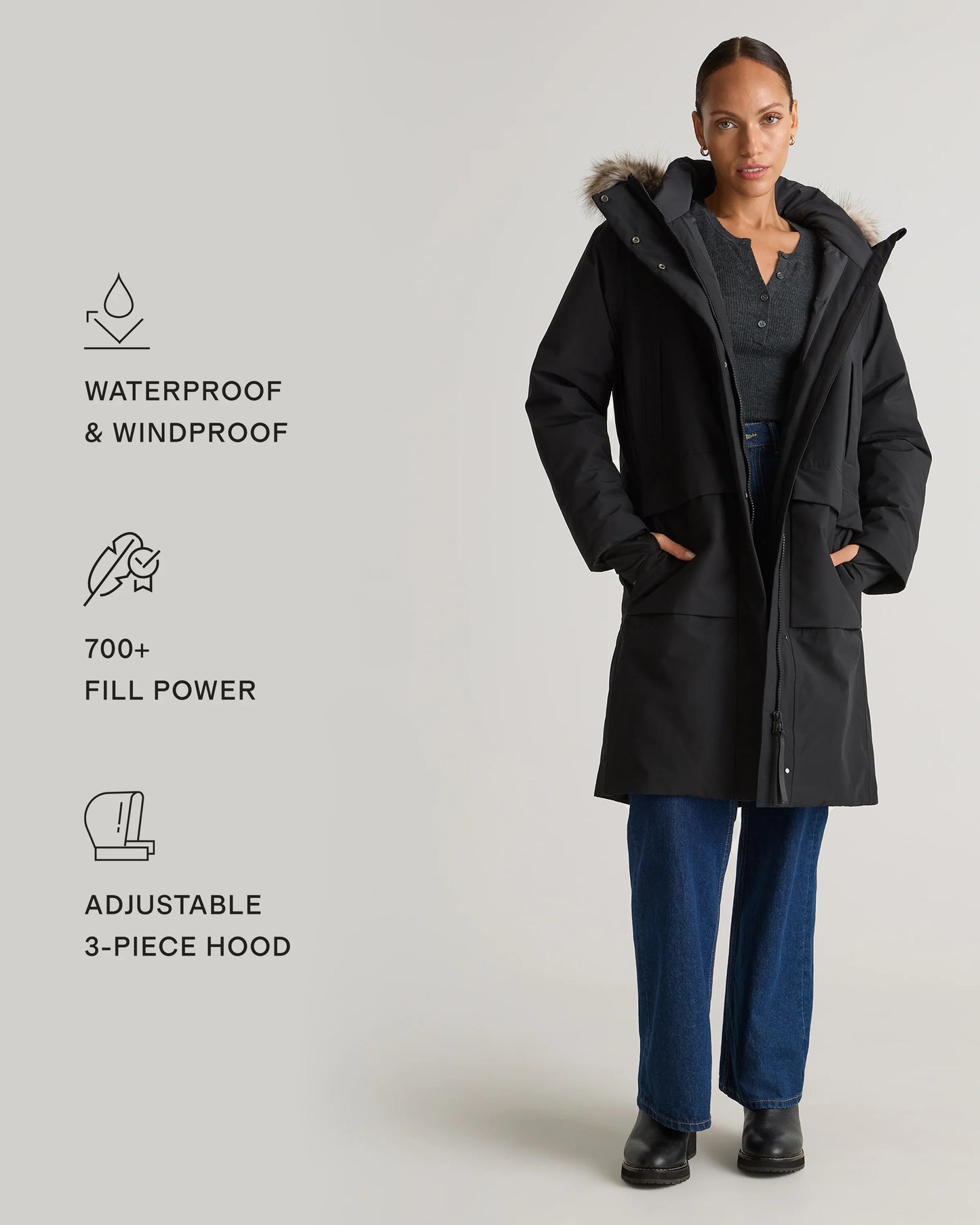Responsible Down Hooded Long Parka - XS / Storm Blue