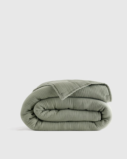 Organic Cotton Gauze Dream Quilt - Twin / Dried Sage