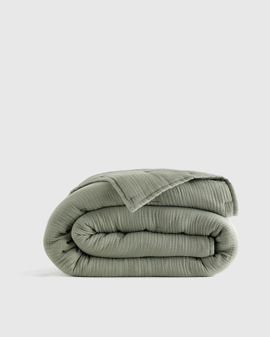 Organic Cotton Gauze Dream Quilt - Twin / Dried Sage