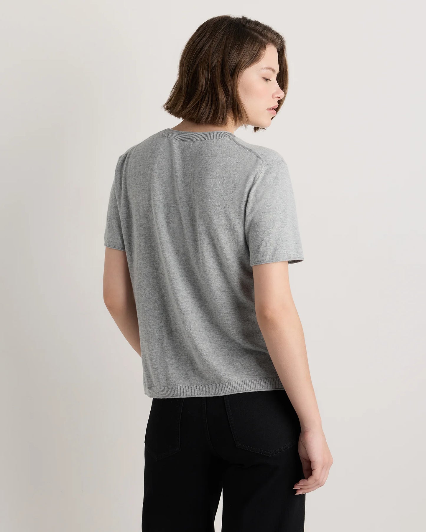 Lightweight Cotton Cashmere Relaxed Sweater Tee - XS / Sugar Stone