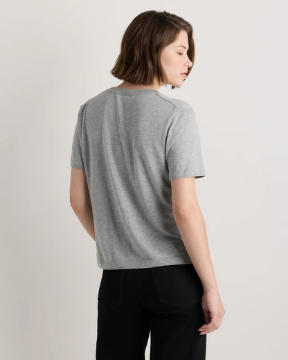 Lightweight Cotton Cashmere Relaxed Sweater Tee - XS / Sugar Stone