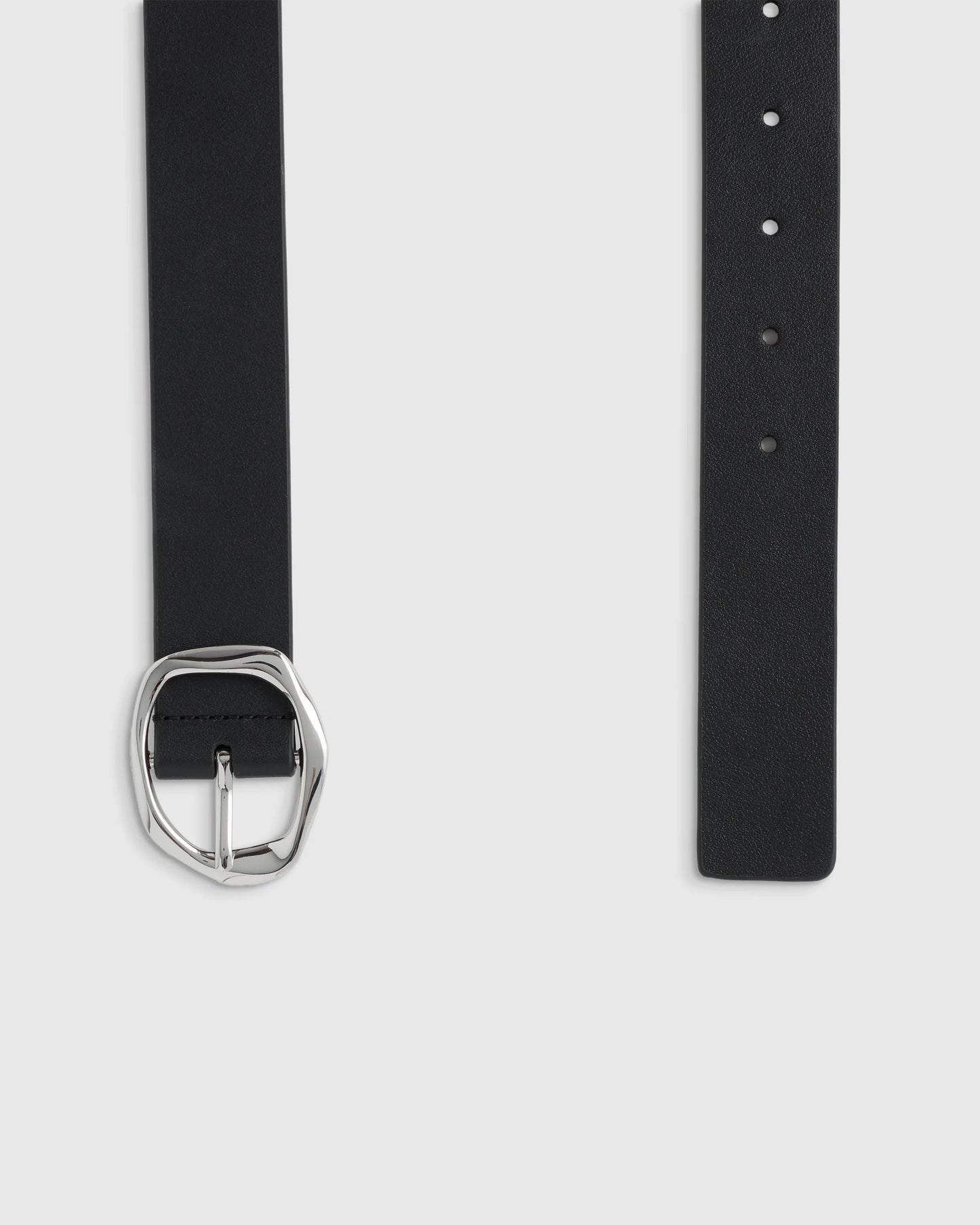 Zoe Sculptural European Leather Belt - XS / Black/Silver