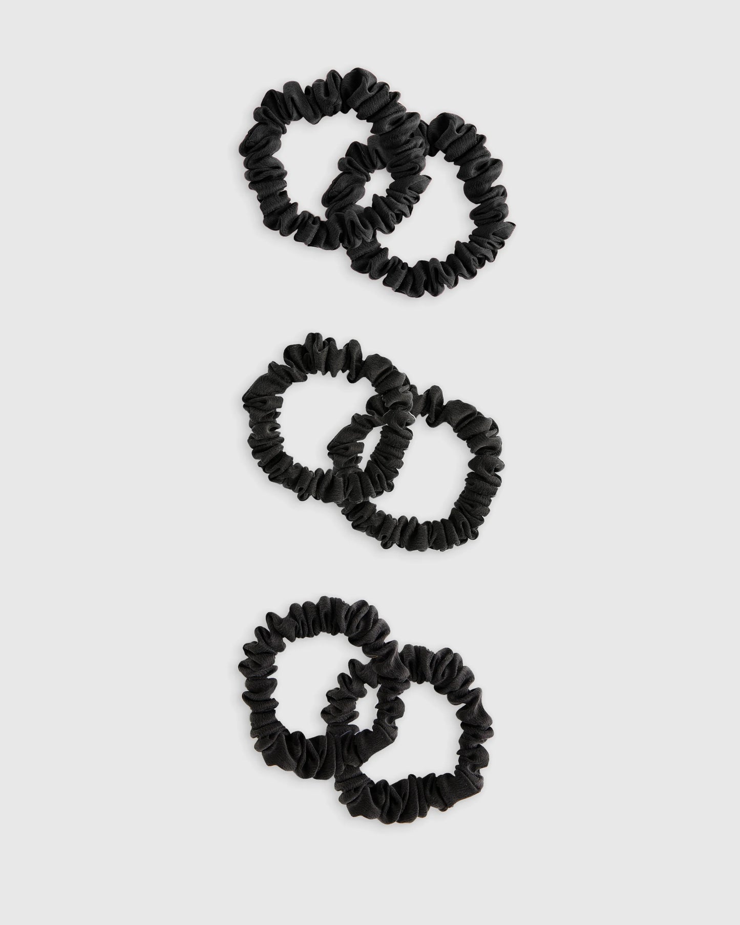 100% Washable Silk Skinny Scrunchies - One Size / Black/Ivory/Toasted Almond