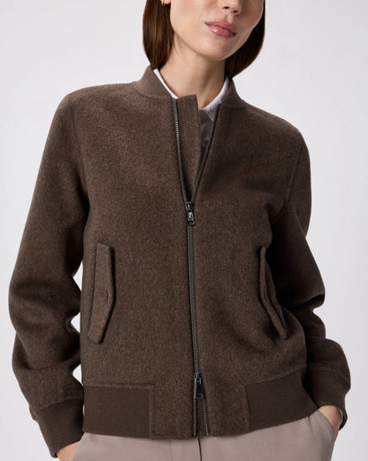 Double-Faced Merino Wool Bomber Jacket - XS / Black