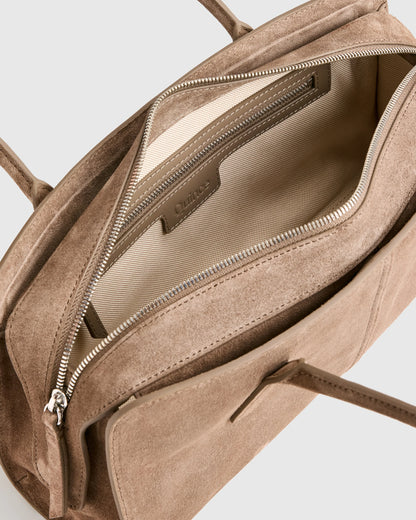 Italian Suede East-West Shoulder Bag - One Size / Whiskey