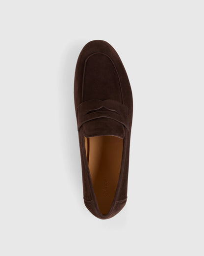Italian Suede Penny Loafer - 5 / Almond