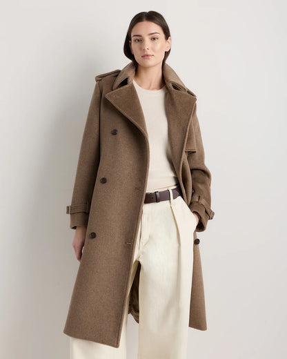 100% Mongolian Cashmere Trench Coat - XS / Heather Taupe