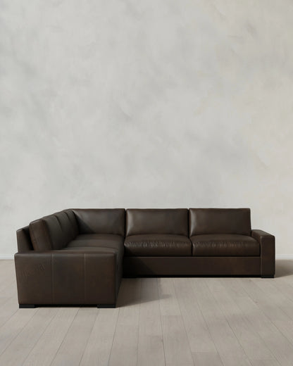 Stillman L Sectional in Leather - 116x116 / Auburn