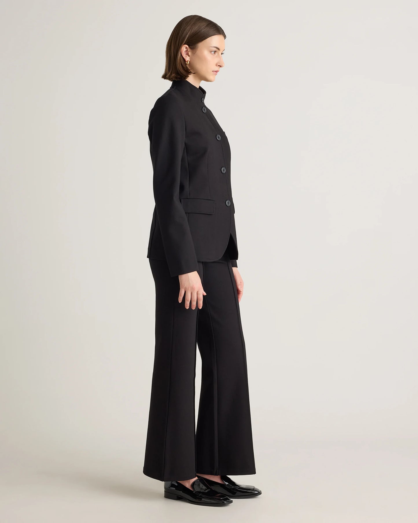 Ultra-Stretch Ponte Stand Collar Blazer - XS / Navy
