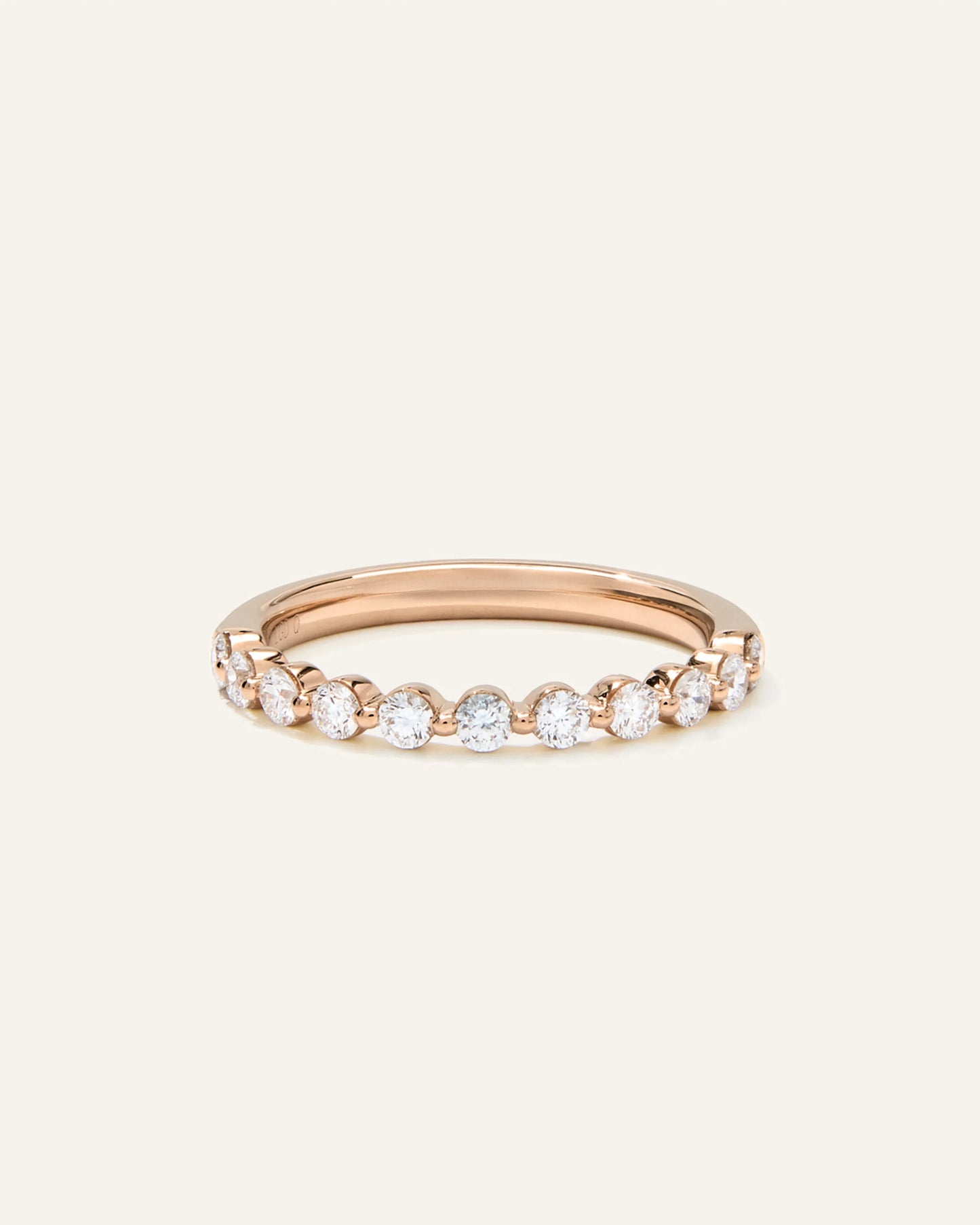 Lab Grown Diamond Single Shared Prong Halfway Band - 4 / Yellow Gold