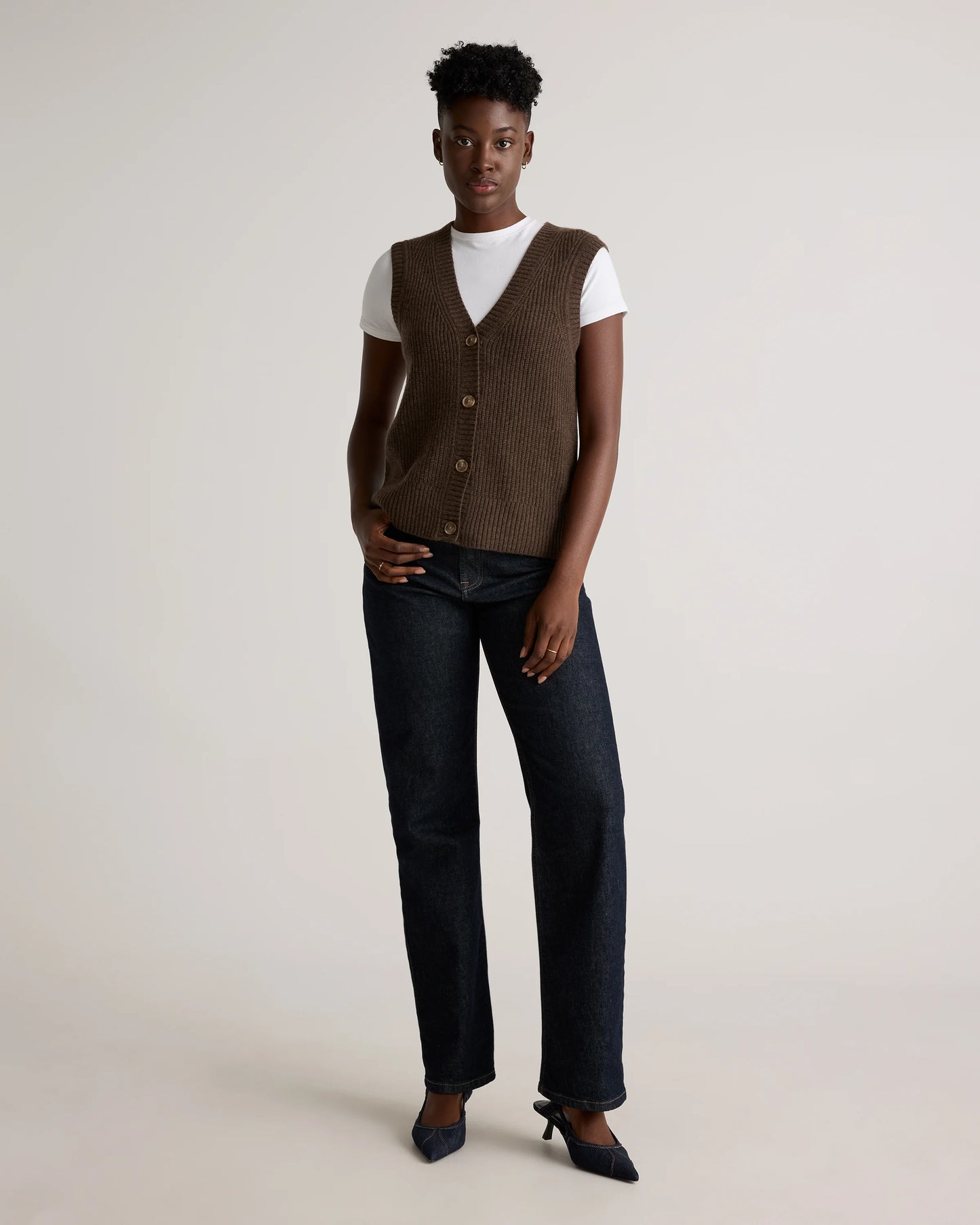 Mongolian Cashmere Fisherman Sweater Vest - XS / Oatmeal