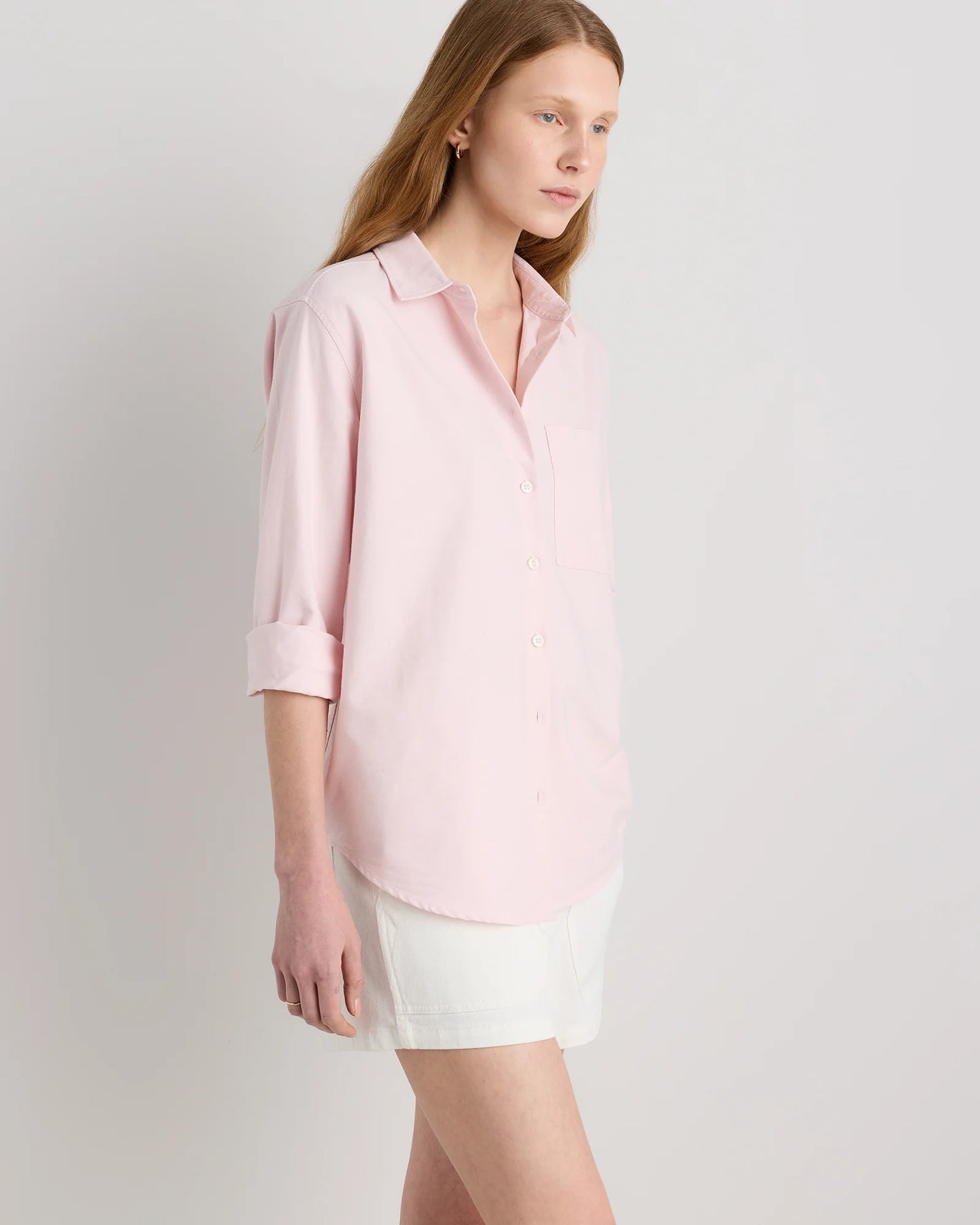 Organic Cotton Relaxed Oxford Shirt - XS / Opal Pink