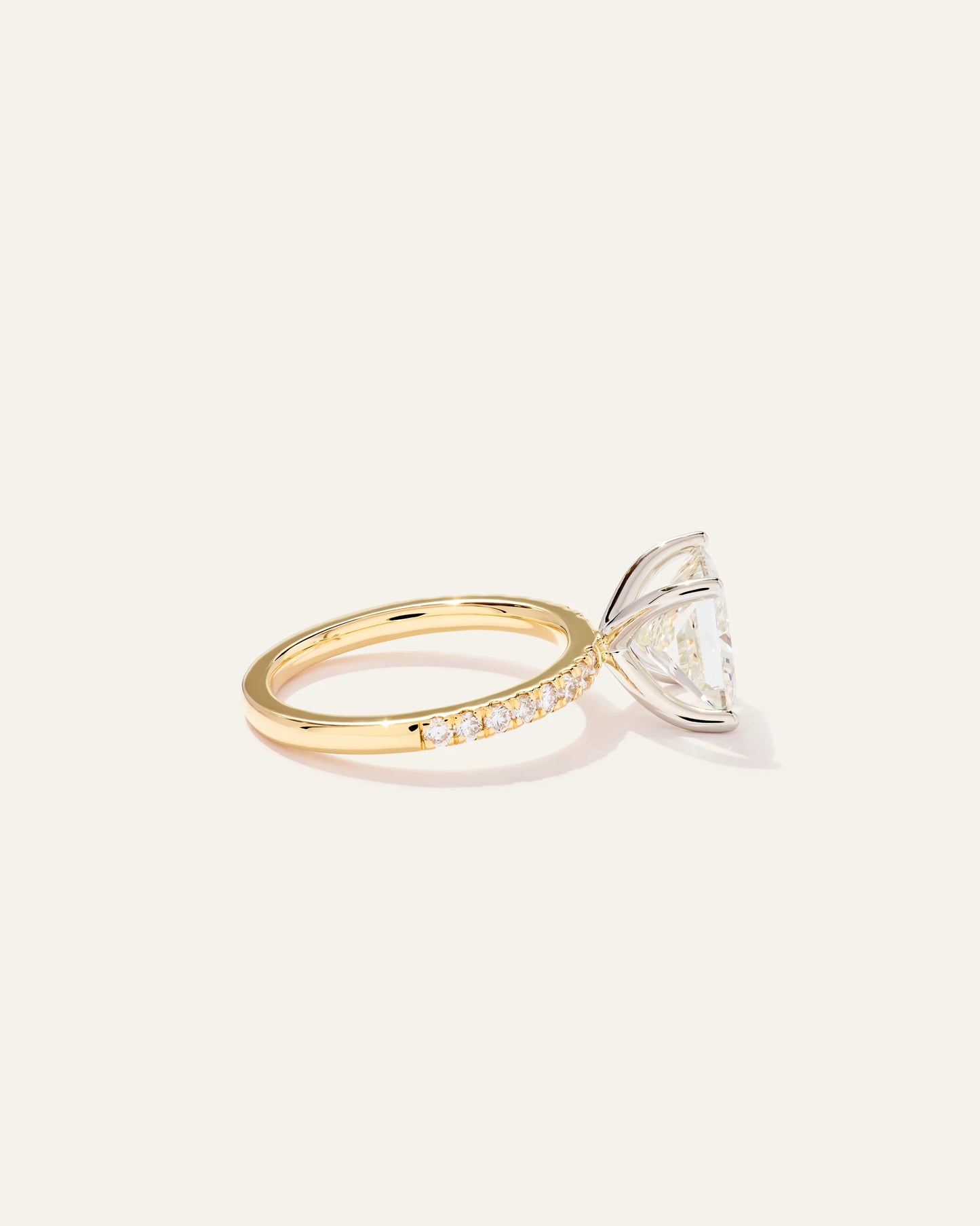 Lab Grown Diamond Princess Petite Pave Engagement Ring - 3ct - 4 / Yellow Gold
