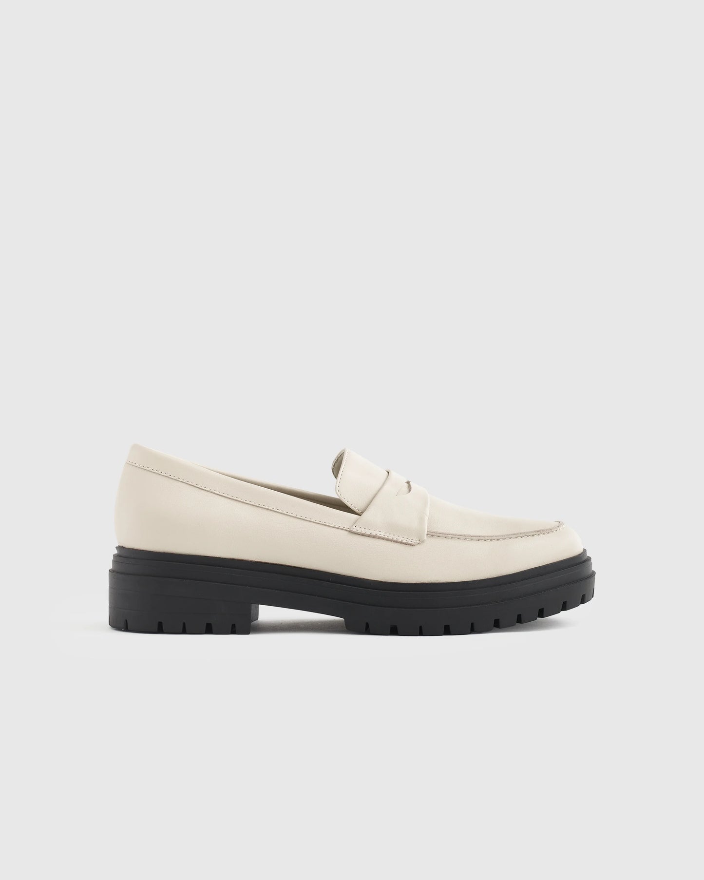 Italian Leather Lug Sole Loafer - 5 / Black
