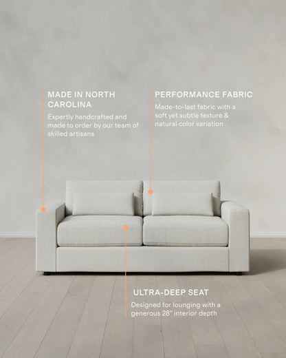 Ashford Deep Seat Sofa in Performance Chenille Linen Blend - 7ft / Snow