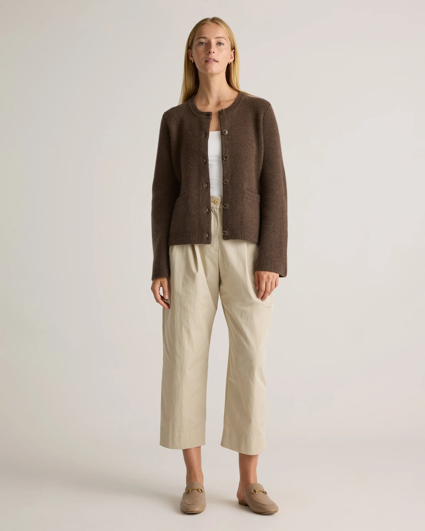 Mongolian Cashmere Structured Cardigan - XS / Oatmeal