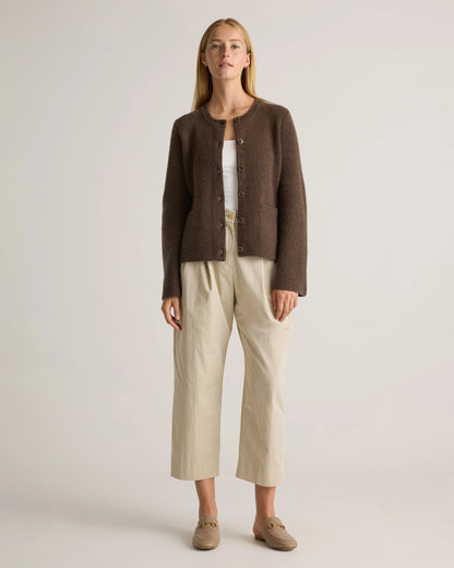 Mongolian Cashmere Structured Cardigan - XS / Oatmeal
