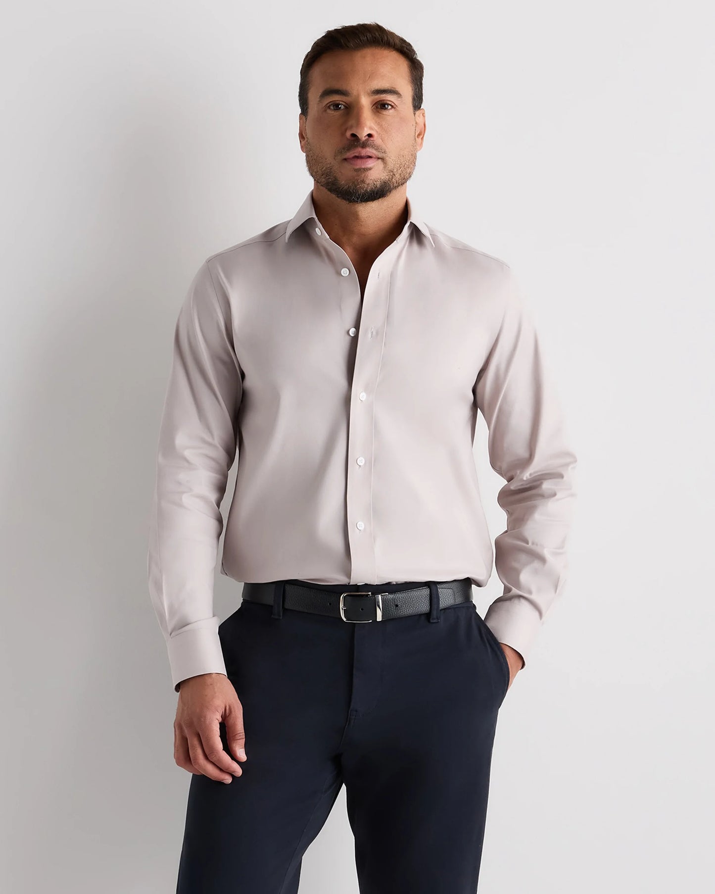 Organic Cotton Oxford Non-Iron Dress Shirt - S / Bold Black