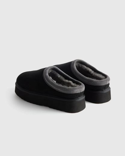 Australian Shearling Platform Clog Slipper - 5 / Pecan