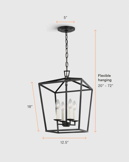Traditional Steel Lantern Pendant - Small / Brass