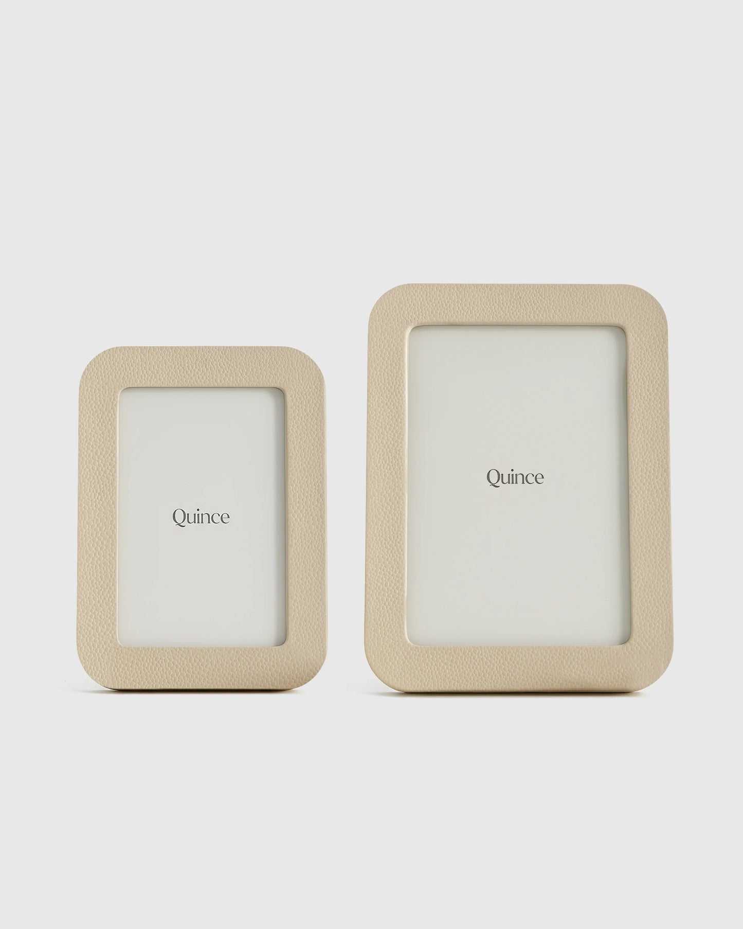 Shagreen Leather Picture Frames - (Set of 2) - Set: 4x6, 5x7 / Cream