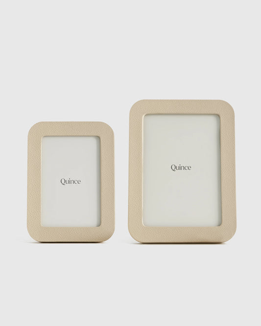 Shagreen Leather Picture Frames - (Set of 2) - Set: 4x6, 5x7 / Cream
