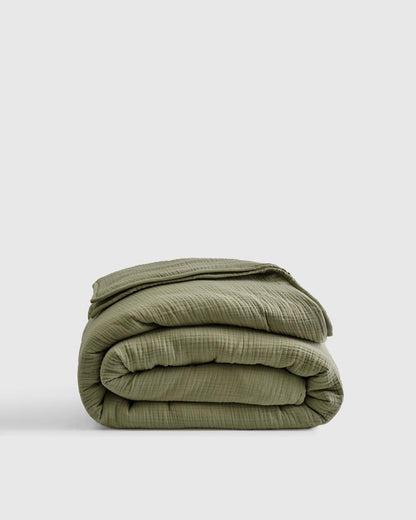 Organic Cotton Gauze Dream Quilt - Twin / Dried Sage