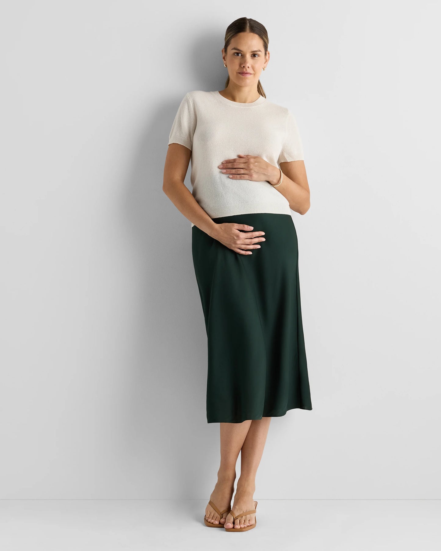 Washable Stretch Silk Maternity Skirt - XS / Vintage Pink