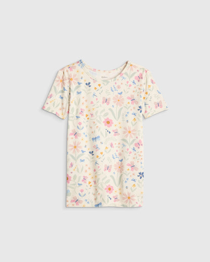 Bamboo Short Sleeve and Shorts Pajama Set - 6 / Lavender Hearts