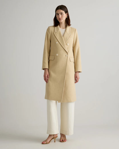 Italian Wool Double-Breasted Coat - XS / Heather Buttercream