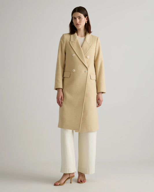 Italian Wool Double-Breasted Coat - XS / Heather Buttercream