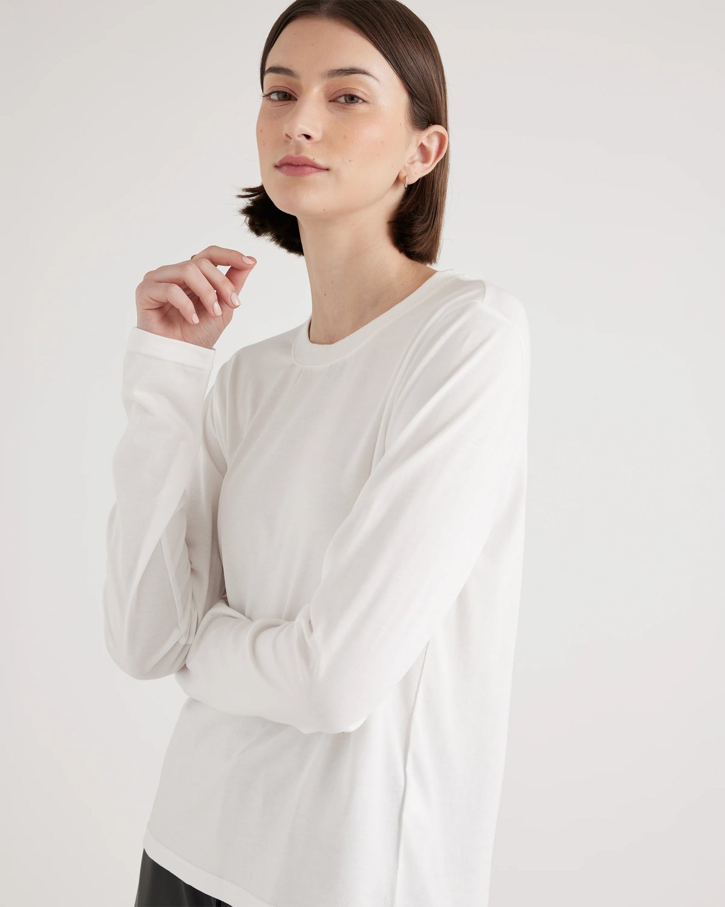 Cotton Modal Relaxed Long Sleeve Tee - XS / Black