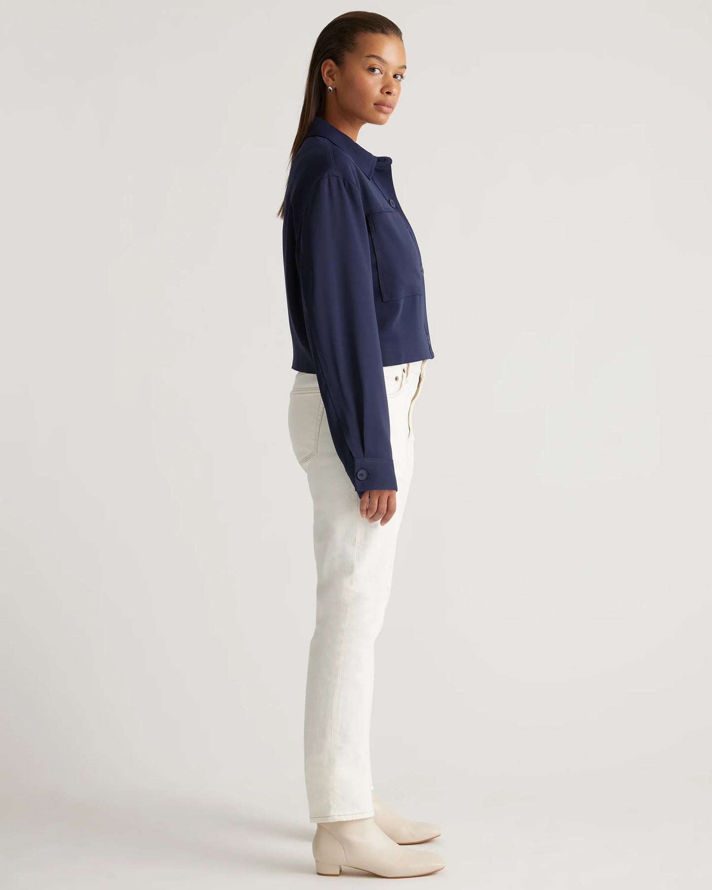 Stretch Crepe Cropped Jacket - XS / Morel